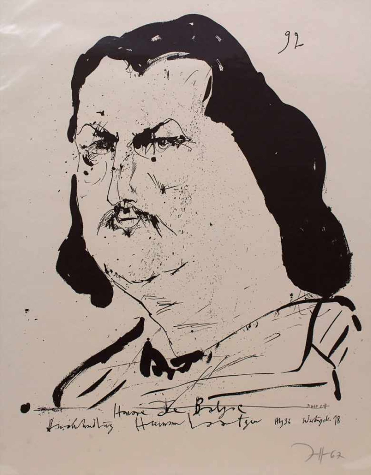 Horst Janssen (1929-1995), 2 Lithografien 'Balzac' und E.A. Poe' / 2 lithographs 'Balzac' und 'E. - Image 2 of 7