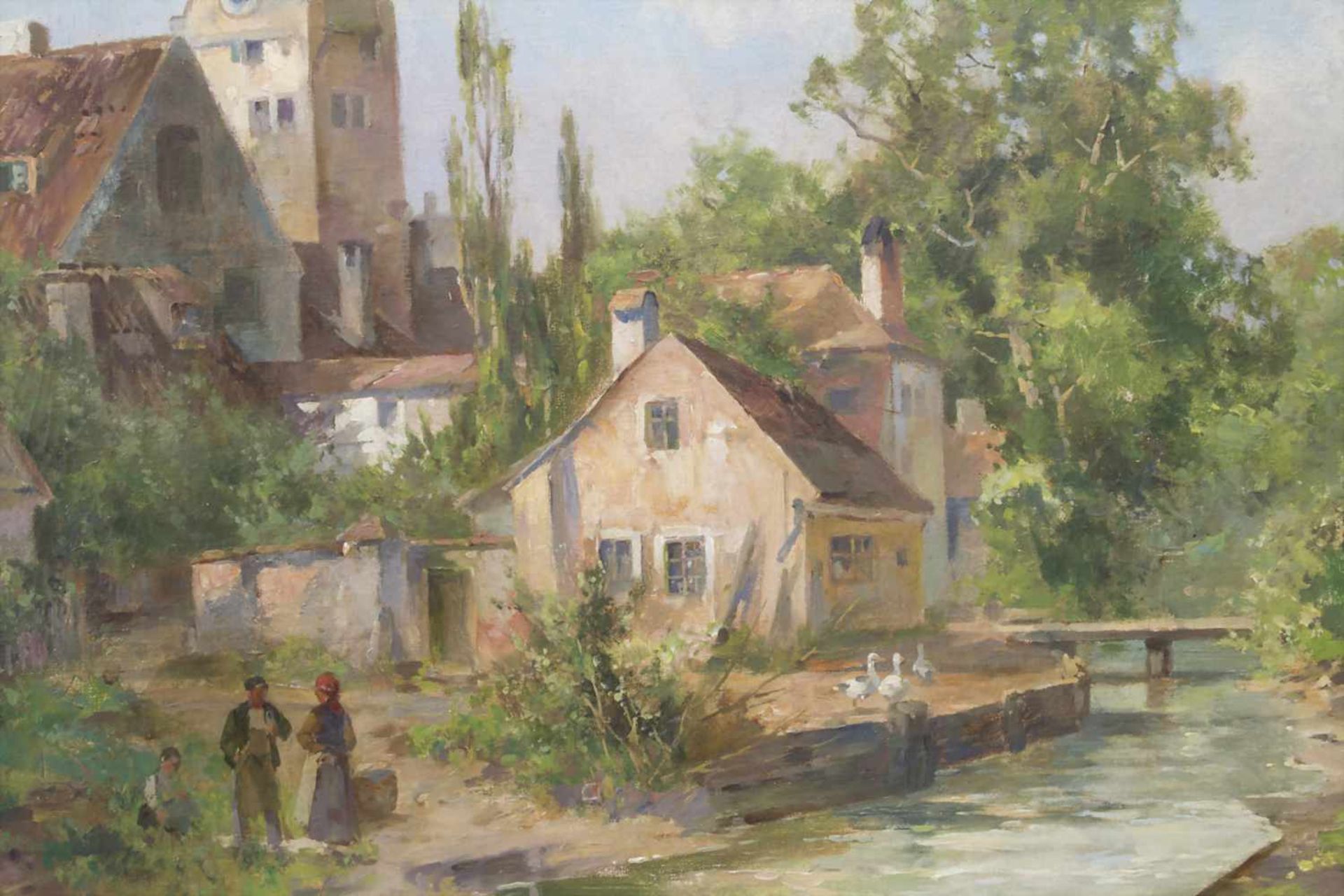 Karl Adam Heinisch (1847-1923), 'Fränkisches Dorf an der Wörnitz / 'A Franconian village by the - Bild 4 aus 6