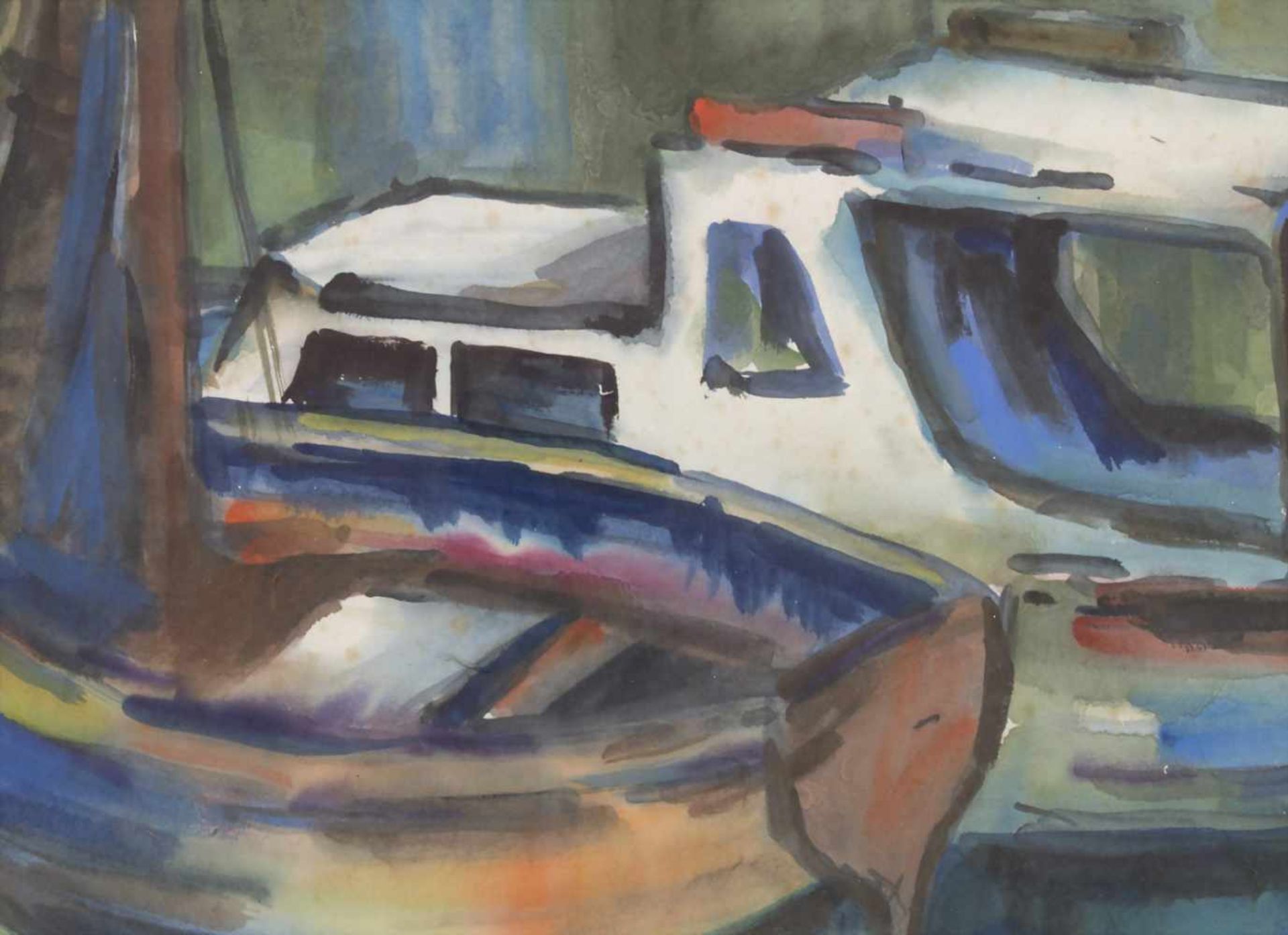 Fritz Kohlstädt (1921-2000), 'Im Hafen' / 'In the harbour'Technik: Aquarell im Passepartout, - Image 6 of 9