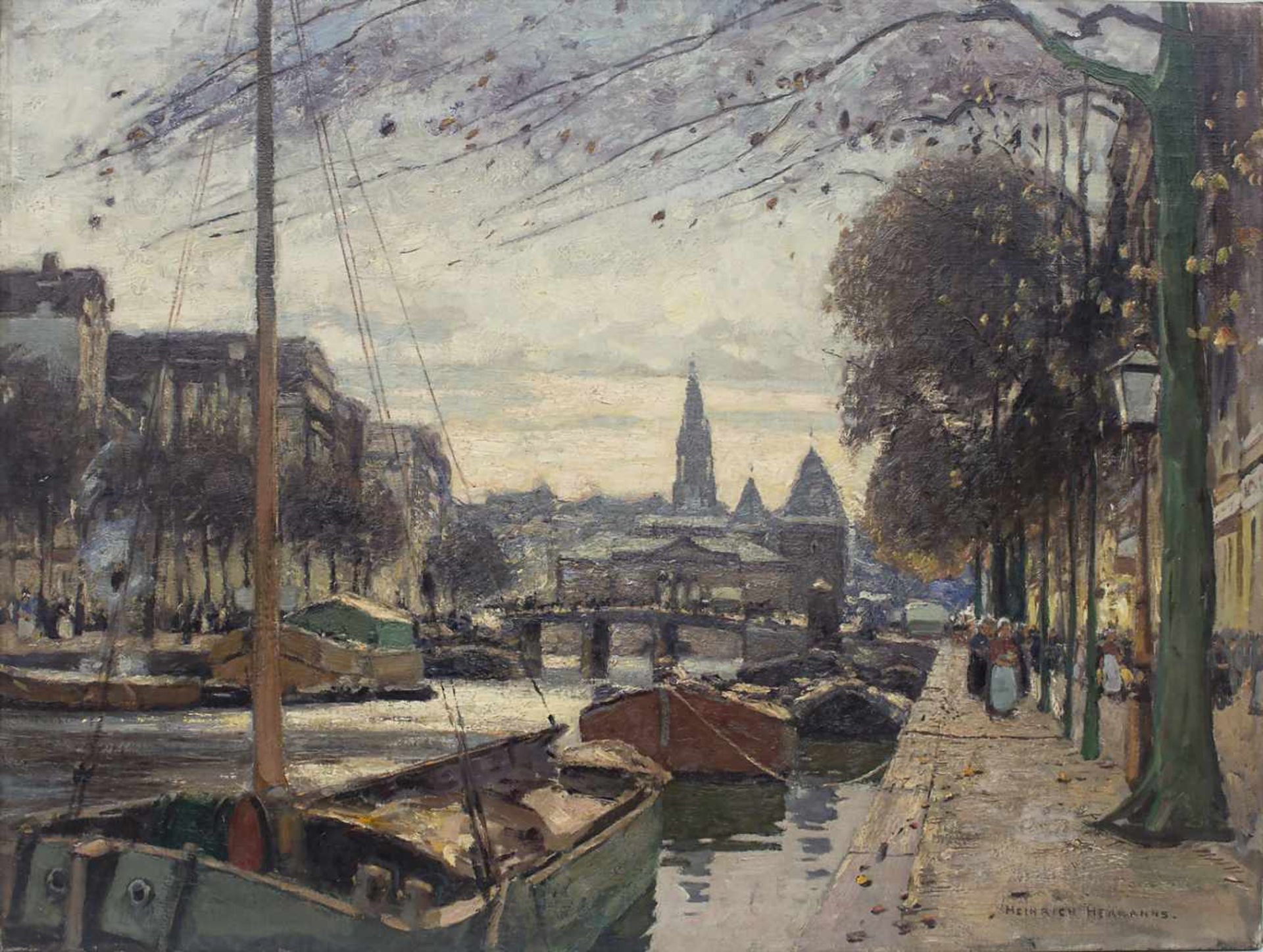 Heinrich Hermanns (1862-1942), 'Amsterdam-Geldersekadegracht'Technik: Öl auf Leinwand (doubliert),