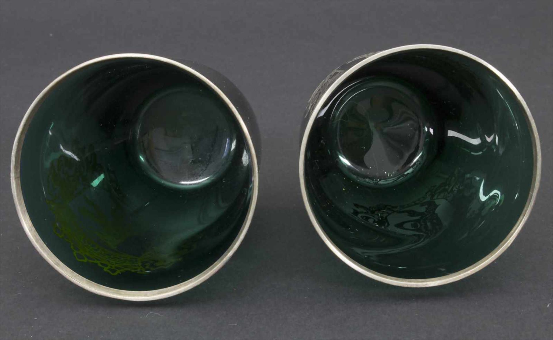 2 Gläser mit Silberauflage 'Berlin' / glasses with silver overlay 'Berlin'Material: grünes Glas - Bild 2 aus 4