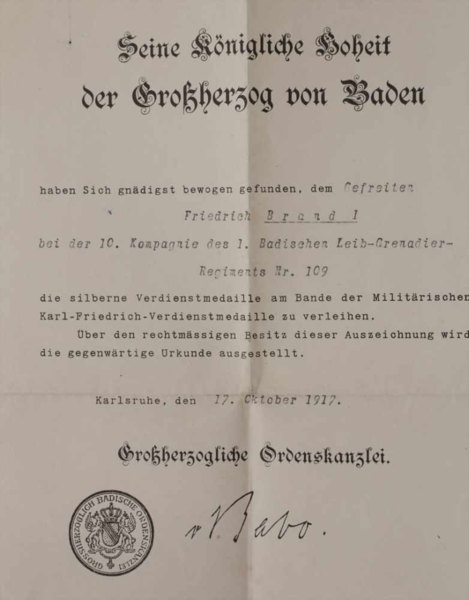 Nachlass Orden mit Verleihungsurkunden, 1. Weltkrieg/ An estate of honour medals WW I, - Bild 3 aus 13