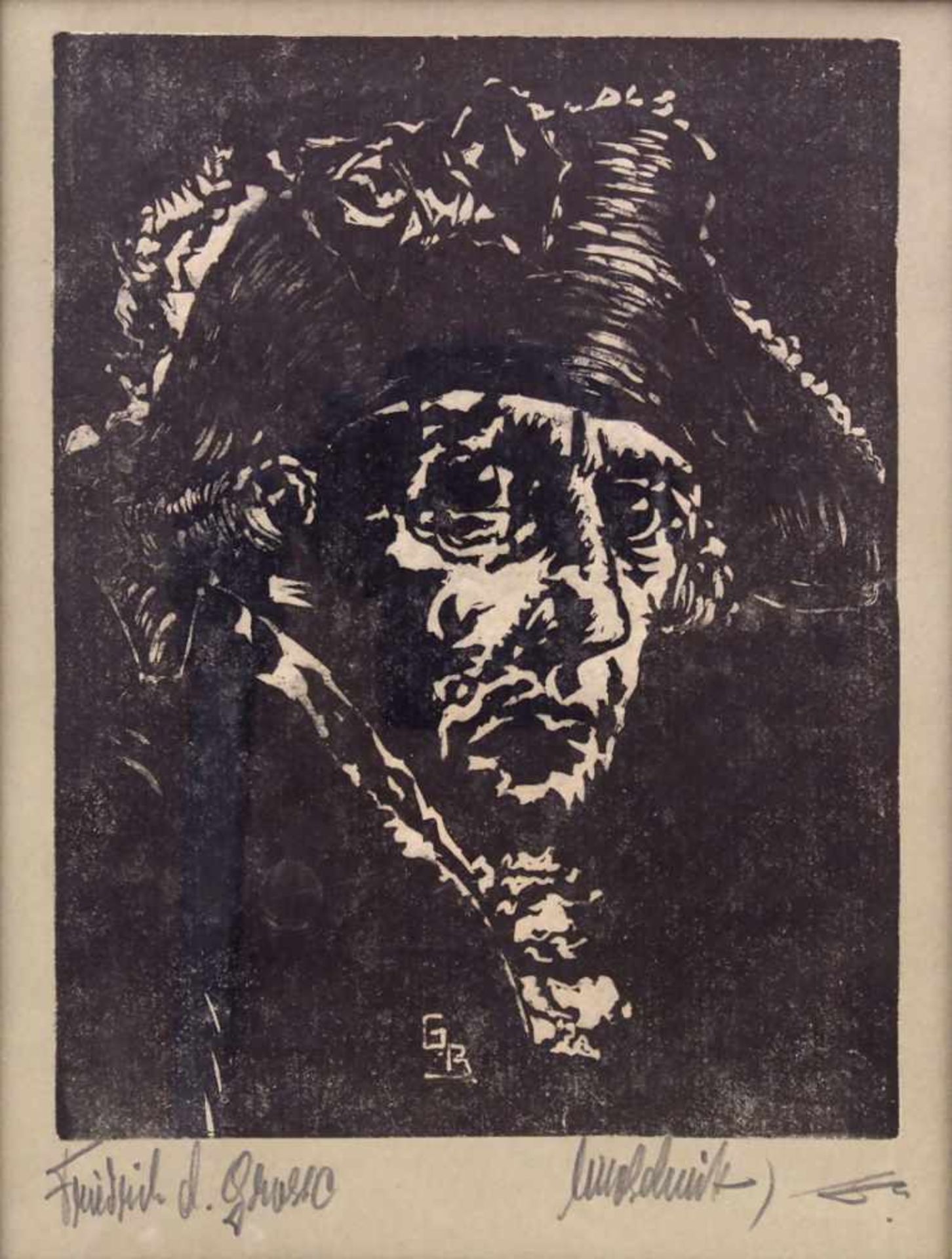Monogrammist 'GB', 'Friedrich der Große' / 'Frederick the great'Technik: Linolschnitt auf Papier,