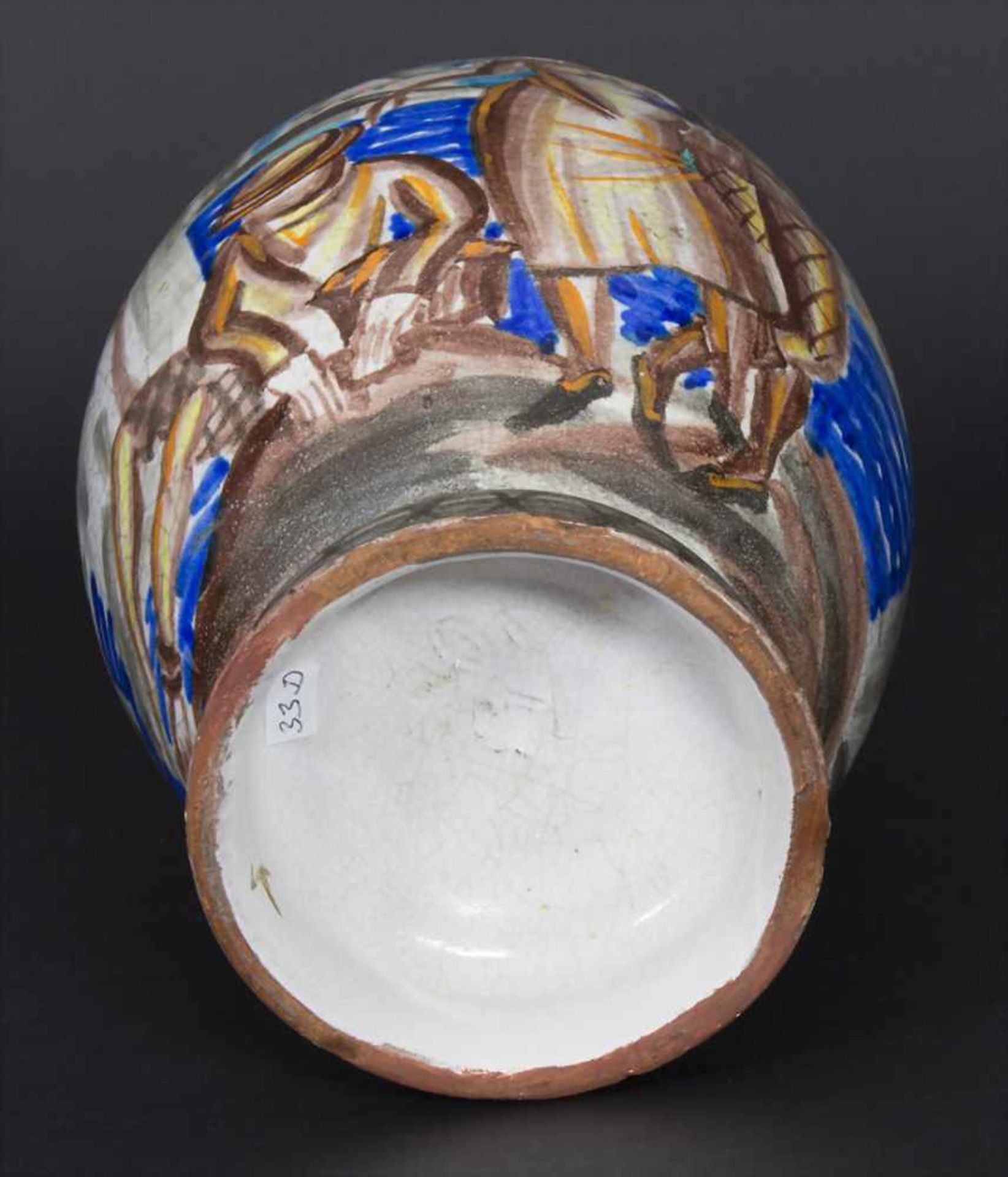 Ziervase / A vase, wohl Österreich, um 1925Material: Keramik, umlaufend polychrom bemalt, Form und - Bild 10 aus 13