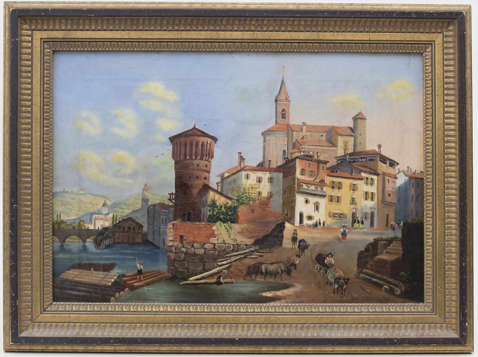 Künstler des 19. Jh., 'Ansicht einer belebten Stadt' / 'A view of a lively city'Technik: Öl auf - Image 2 of 4