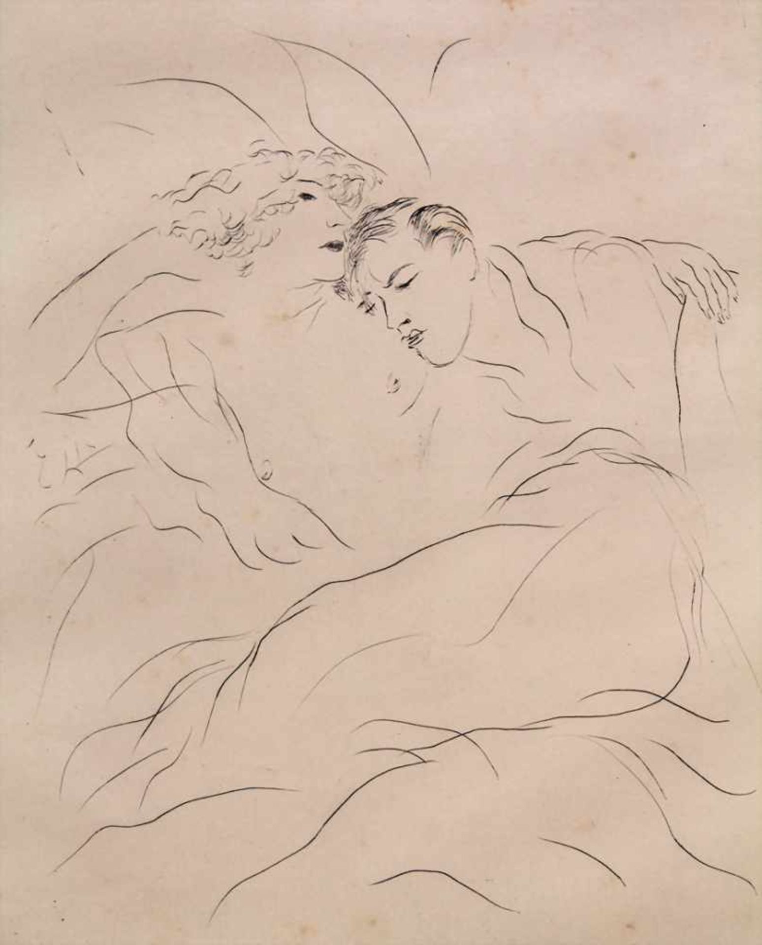 Marcel Vertès (1895-1961), 'Liebespaar' / 'Lovers'Technik: Radierung auf Papier, obere Ecken am