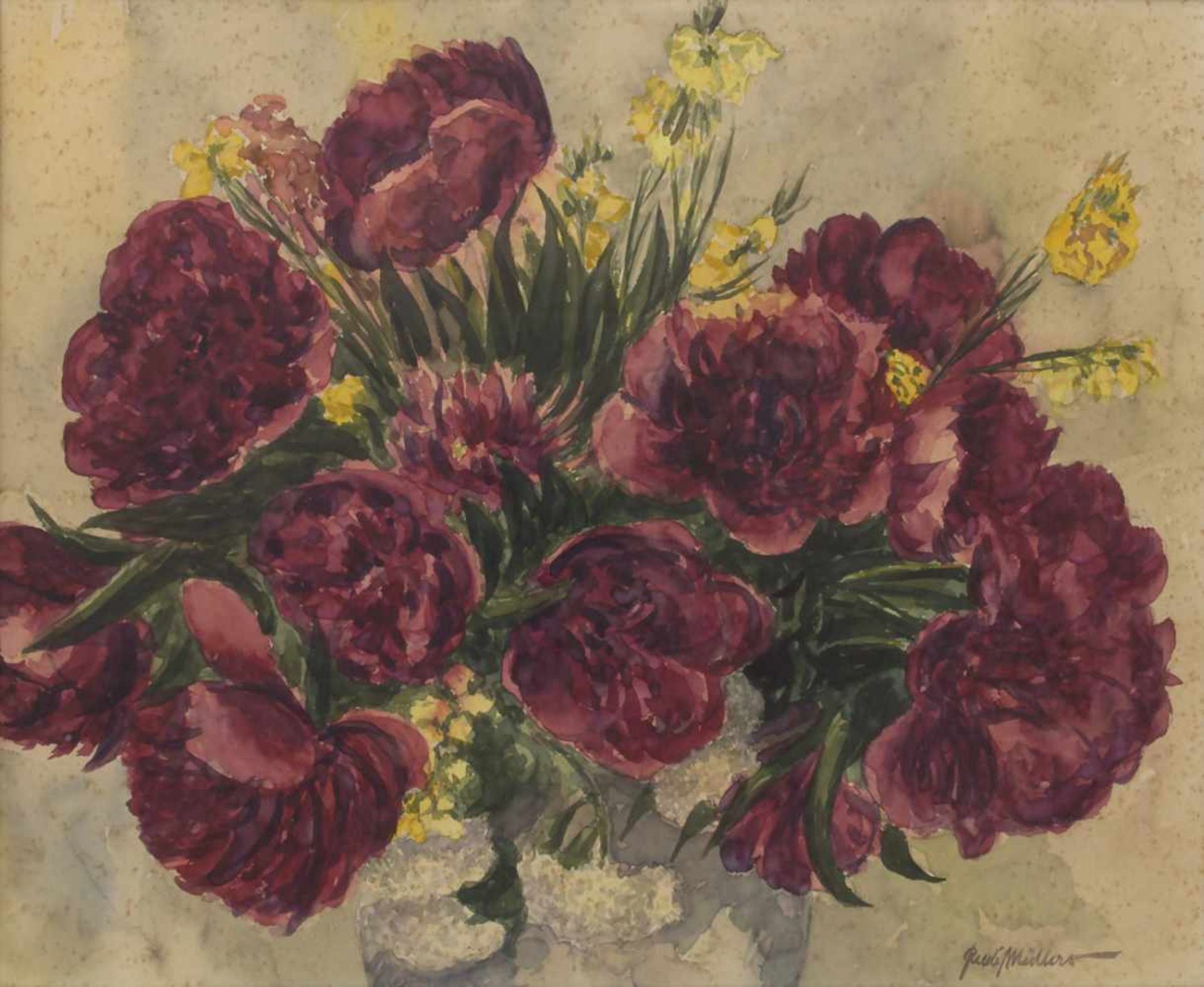 Rudi Müllers (1895-1972), 'Blumenstrauß' / 'A flower bouquet'Technik: Aquarell auf Papier,