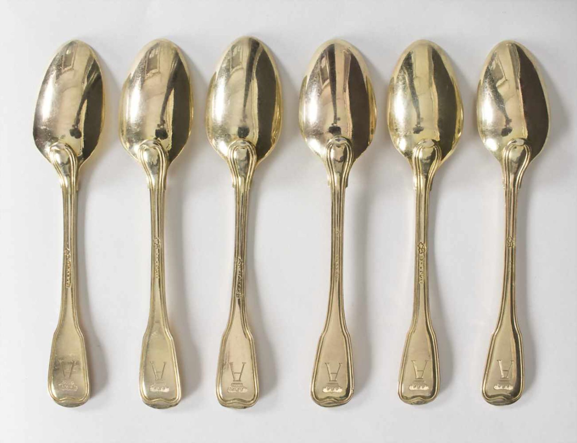 6 Teelöffel / 6 silver tea spoons, Jakob Heinrich Alberti, Straßburg / Strasbourg, um - Bild 2 aus 11