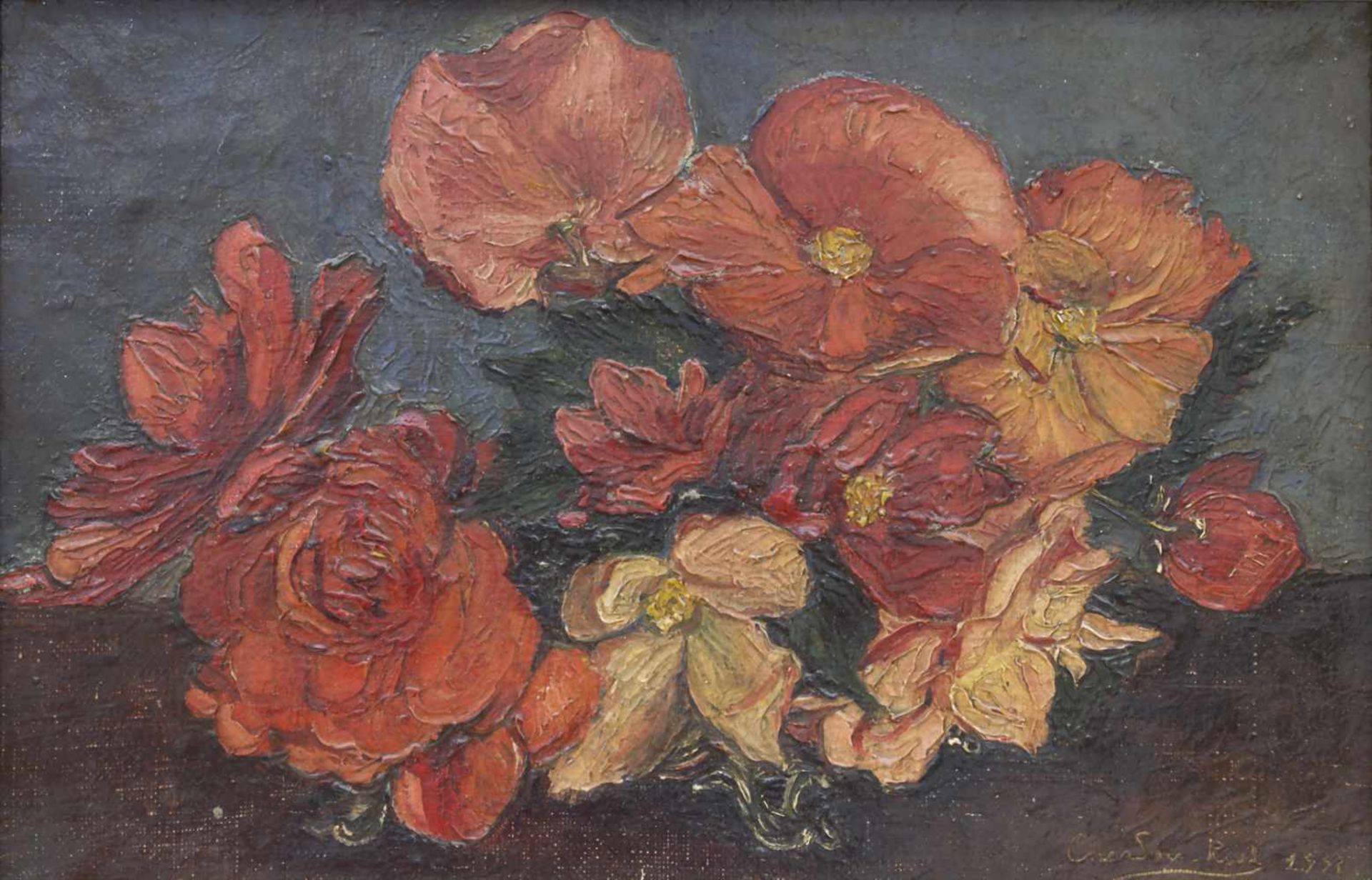 Künstler des 19./20. Jh., 'Blumenstillleben' / 'A flower still life'Technik: Öl auf Leinwand,