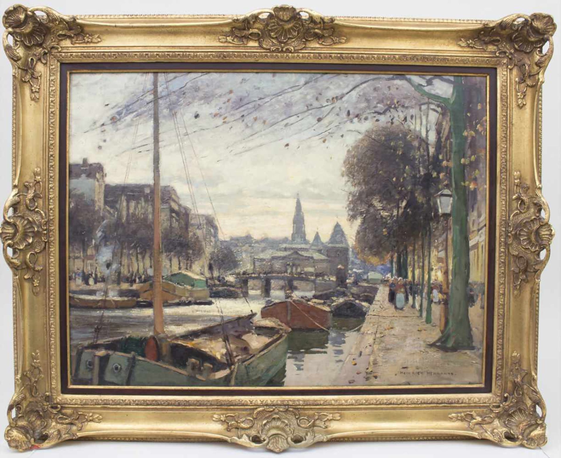 Heinrich Hermanns (1862-1942), 'Amsterdam-Geldersekadegracht'Technik: Öl auf Leinwand (doubliert), - Bild 2 aus 5