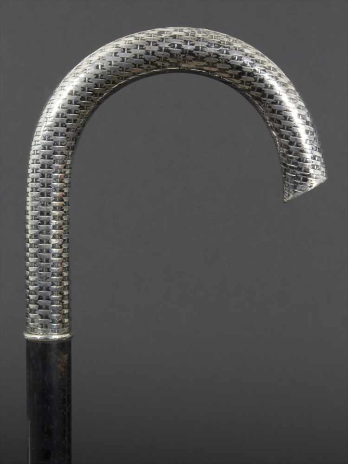 Gehstock mit Silbergriff 'Weidengeflecht' / A cane with silver handleMaterial: Hartholz, - Bild 2 aus 5