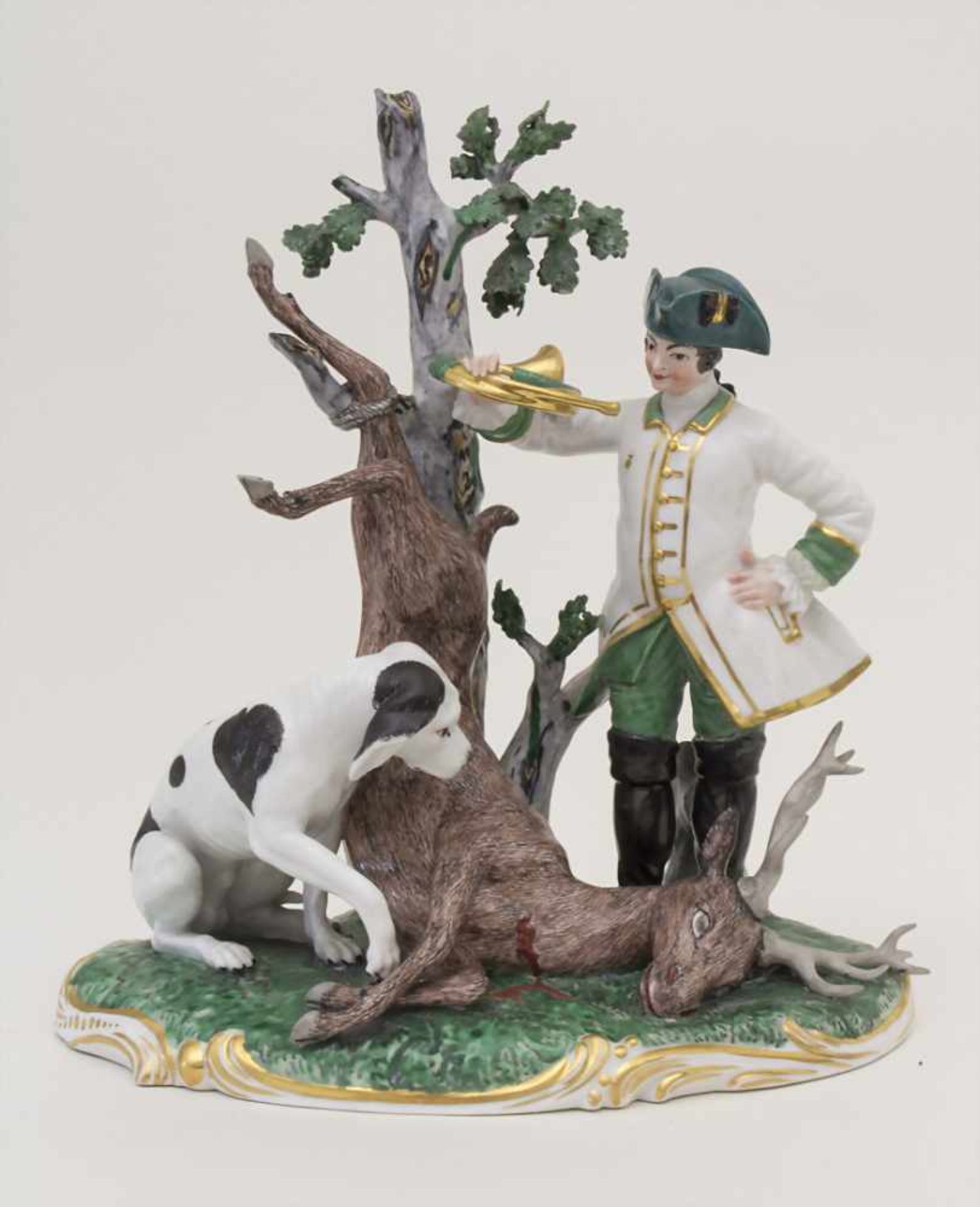 Jagdgruppe / A hunting group, Nymphenburg, um 1900Material: Porzellan, polychrom staffiert, Marke: