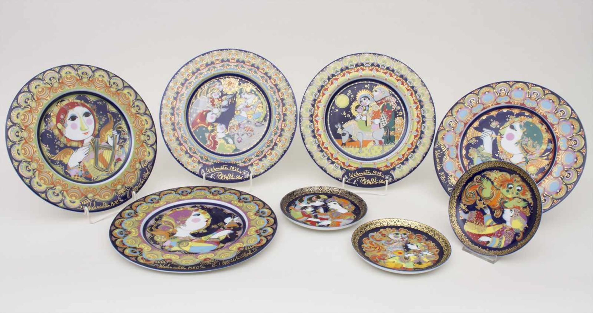 Konvolut 8 Teller / A set of 8 plates, Bjørn Wiinblad, Rosenthal, 1970er JahreMaterial: Porzellan,