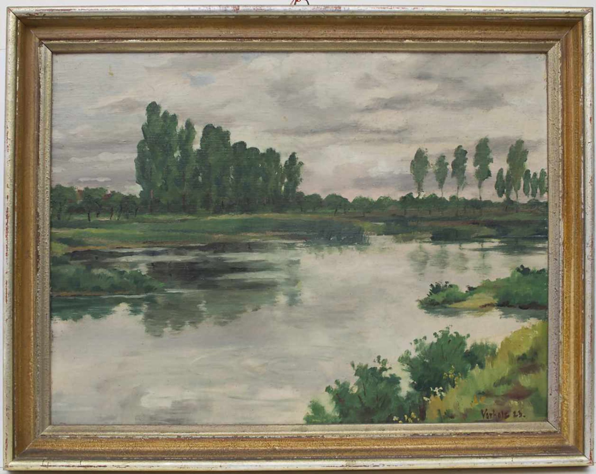 Wilhelm Vorholz (1884-1960), 'Rheinauenlandschaft' / 'Rheinauen landscape'Technik: Öl auf Malkarton, - Bild 2 aus 5