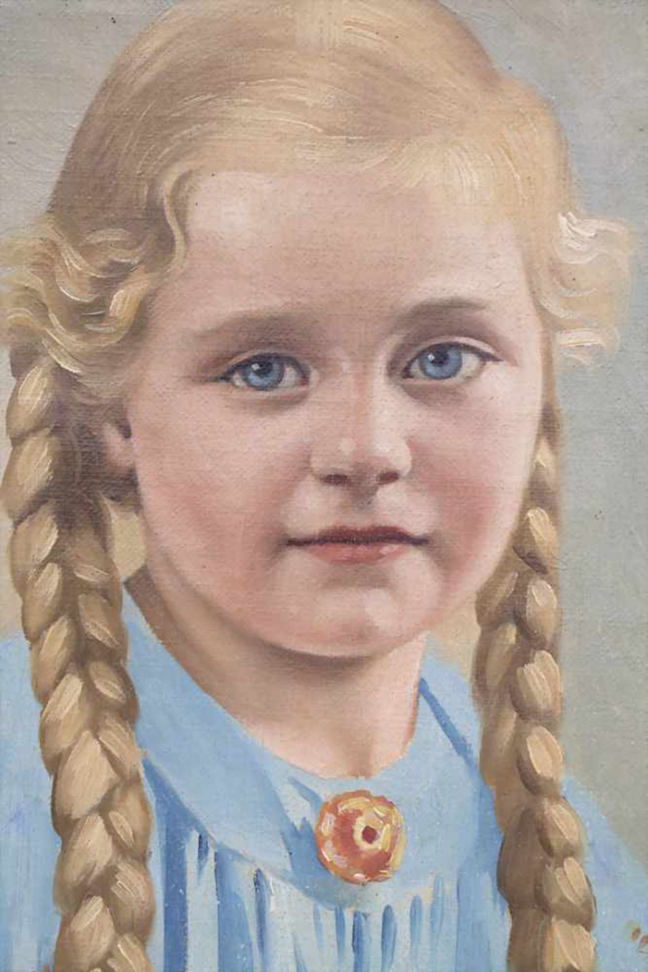 George (19./20. Jh.), 'Mädchen mit Zöpfen' / 'A girl with braids'Technik: Öl auf Leinwand, gerahmt, - Bild 4 aus 5