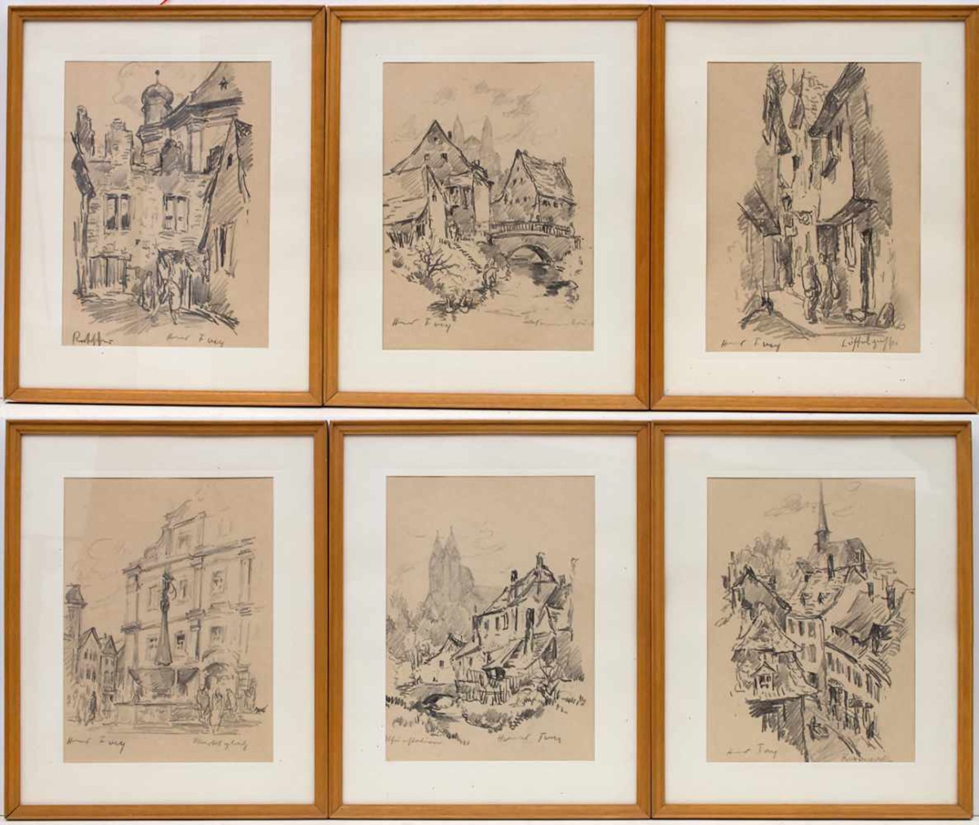 Hanns Fay (1888-1957), 6 Zeichnungen 'Pfälzer Dorfansichten' / 6 drawings of palatinate