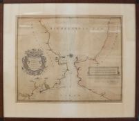 Karte d. Strasse von Gibraltar„Nieuwe Palkaart vant Naauw van de Straat ...“ 1726, gerahmt, z.T.