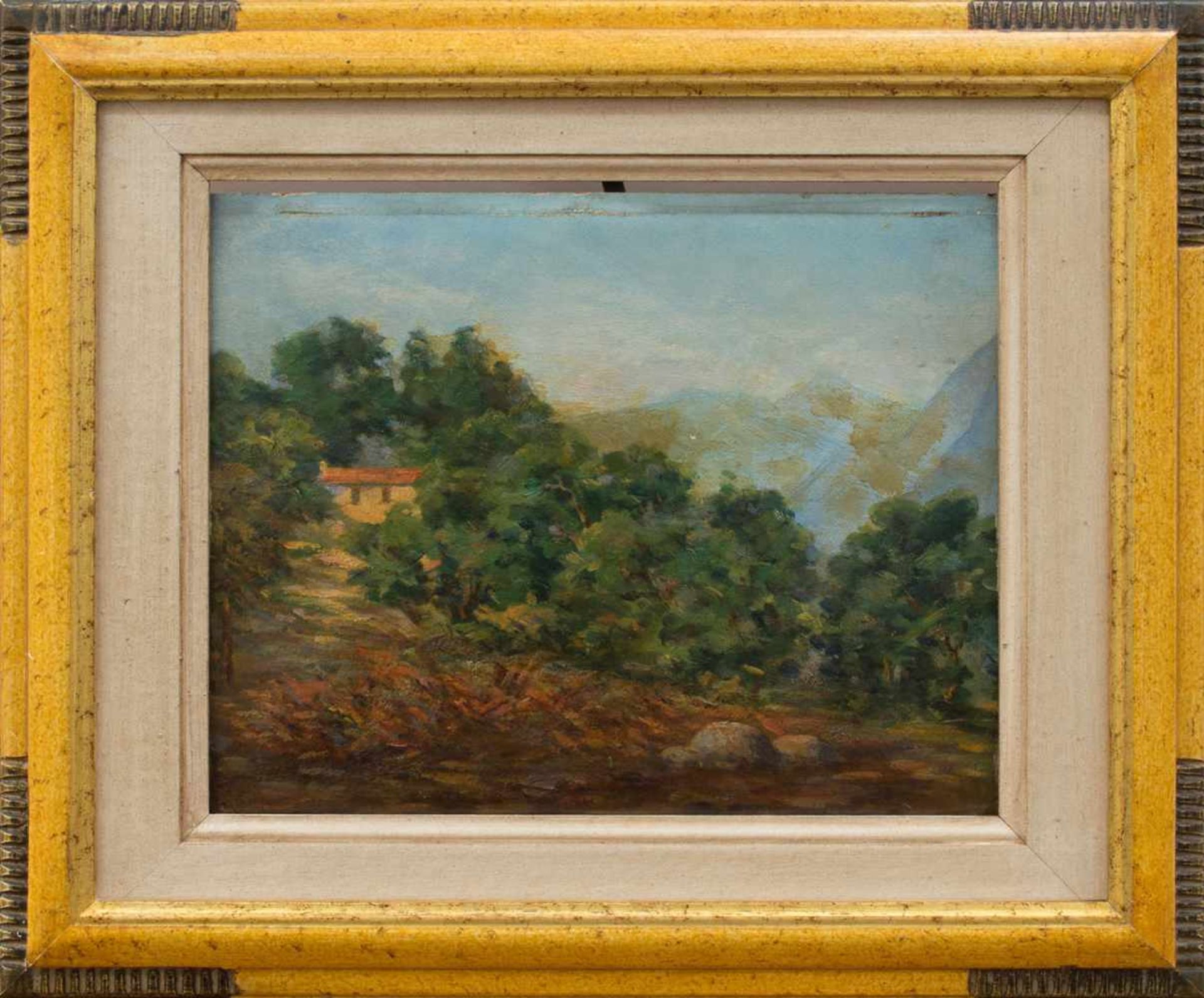 M.Faulay(franz. Impressionist des 19. Jh.)Französische LandschaftÖl/ Malpappe, 18,5 x 24 cm,