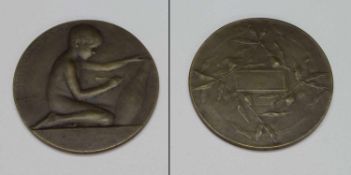 Bronzemedaille„Art Decoracie“, leeres Gravurfeld, D. 5 cm