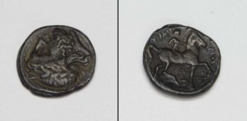 KupfermünzeMakedonien 359 - 336 v.Chr., Philippos II. (Kopf d. Appolon, verso jugendlicher