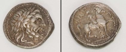 TetradrachmeMakedonien 359 - 337 v.Chr. (König Phillip II.), Zeisskopf/ Reiter, ss+