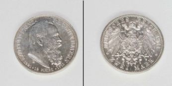 2 MarkBayern 1911 D, Luitpold, Silber, vzgl.