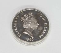 50 DollarsCook Islands 1990, 500 Jahre America, Silber, PP