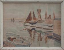 Orth(Landschaftsmaler d. 1.Hälfte d. 20. Jh.)Fischerboote im HafenAquarell, 35 x 45 cm, gerahmt,