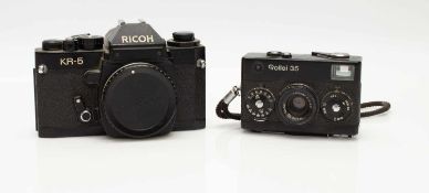 2 KamerasRicoh KR-5 u. Rollei 35, für Bastler