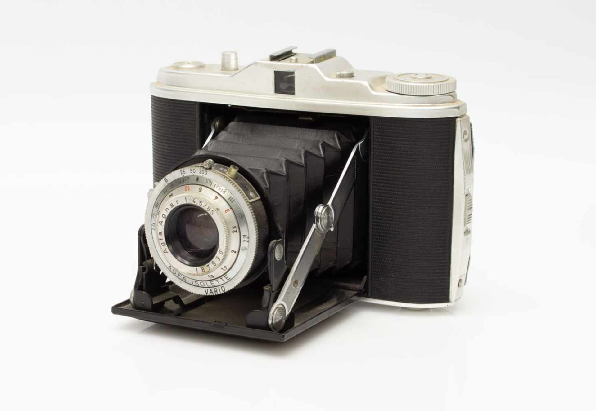 Horizontale Klappkamera für RollfilmIsolette I, Agfa Kamerawerke München um 1952, Agnar 1:4,5/ 85,