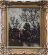 Impressionist(impressionistischer, unbekannter Landschaftsmaler d. 2. Drittel d. 19. Jh.)Wassermühle