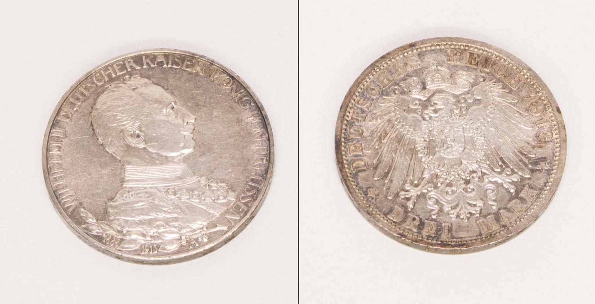 3 MarkPreussen 1913 A, Wilhelm II., Silber, stgl.