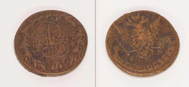 5 KopekenRußland 1771, Katharina II., Bronze, ss-vz