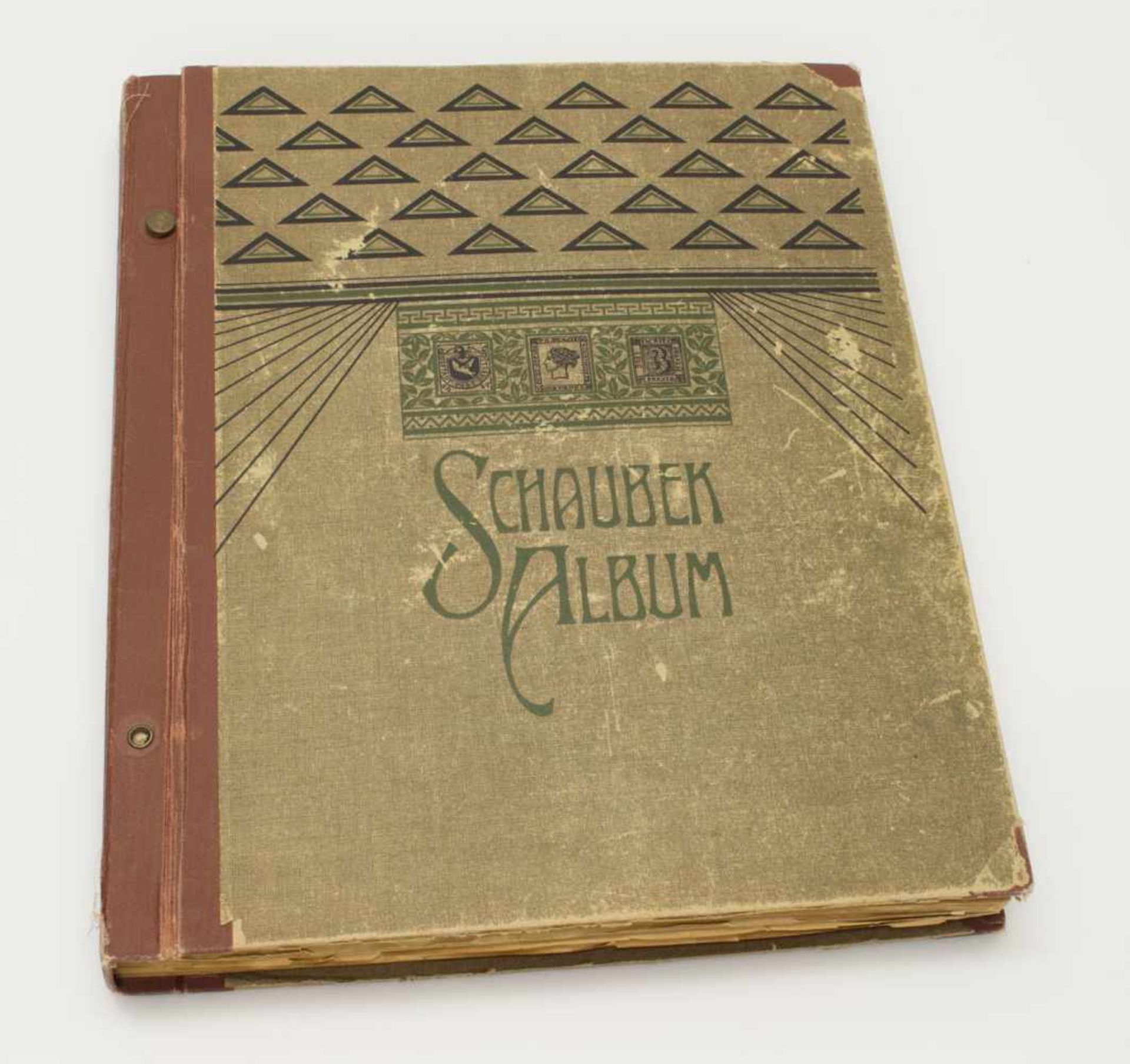 BriefmarkenalbumSchaubeck-Album, Ganze Welt, über 2000 Marken von den Anfängen bis ca. 1930er Jahre