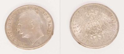 5 MarkBaden 1913 G, Friedrich II., Silber, vzgl.-stgl.