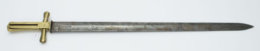 Faschinenmesser JägerbüchsePreussen 1810, einschneidige Rückenklinge, schwerer Messinggriff, L. 77