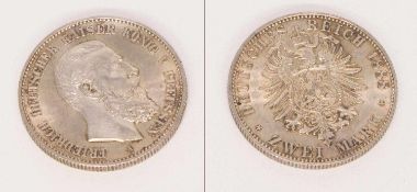 2 MarkPreussen 1888 A, Friedrich, Silber, stgl.