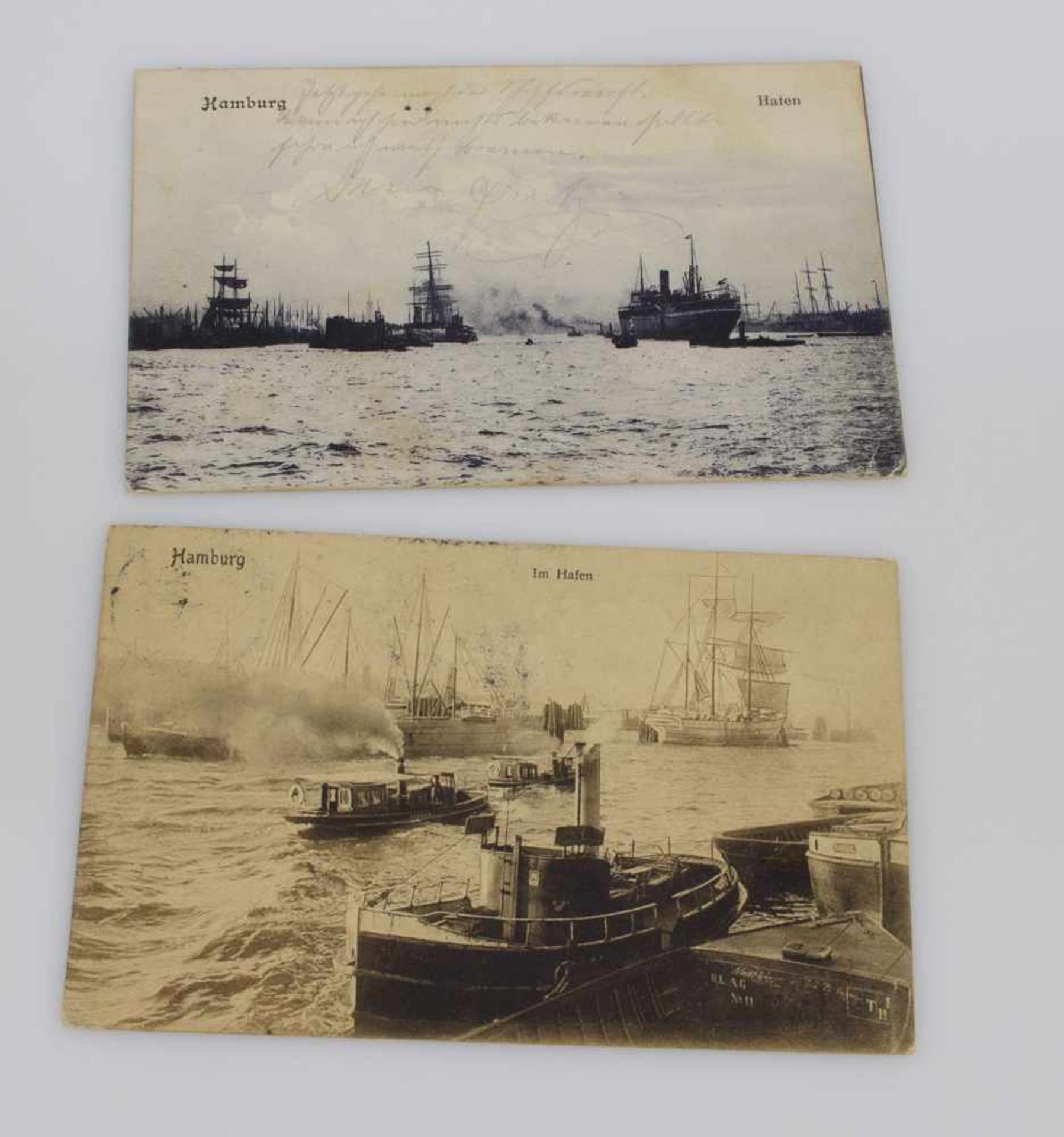 2 AnsichtskartenHamburg um 1907, Hamburg im Hafen/ Hamburg Hafen