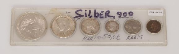 LotUSA, 1 Dollar Jefferson 1993/ Half Dollar Kennedy 1964/ Quarter 1962/ Dime 1963/ Five Cents 1935/