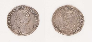 2/3 TalerMecklenburg Schwerin 1676 WE (Dömitz), Christian I Ludwig, Silber, G. 18,18g, ss