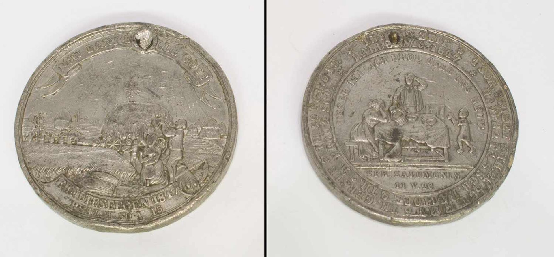 TeuerungsmedailleMedaille 1847 Halle/Sachsen auf die Teuerung und den Erntesegen, Medailleur Lorenz,