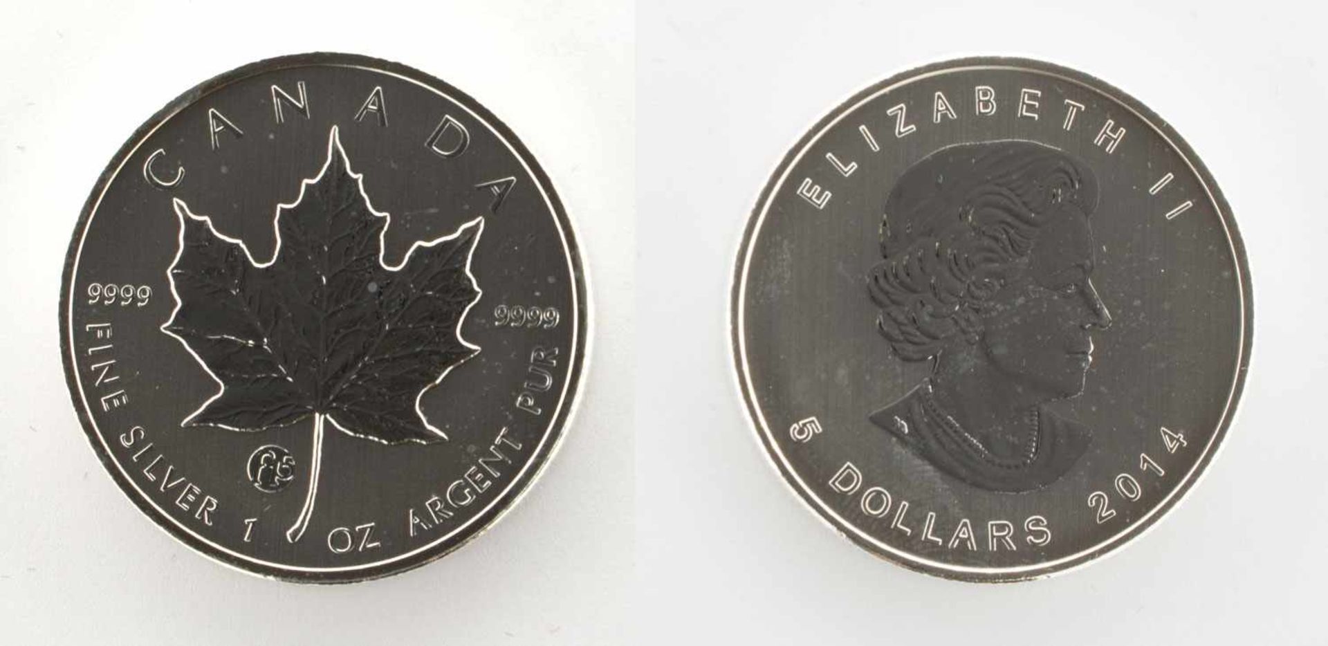 5 DollarCanada 2014, Maple Leaf, Silber, stgl.