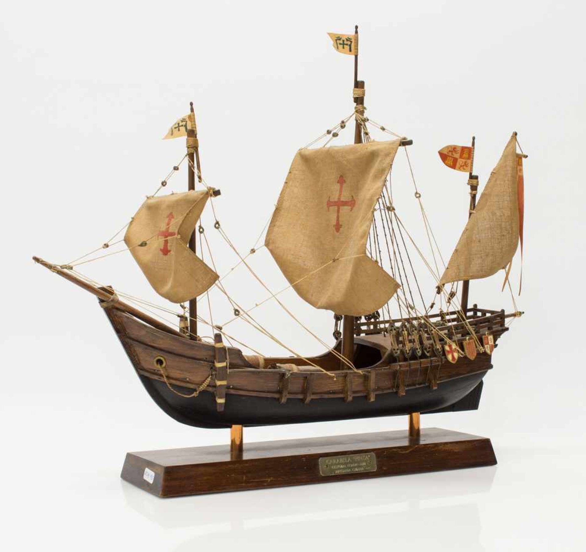 SchiffsmodellCarabela „Pinta“ (1492), qualitätsvolles Schiffsmodell, mit originalgetreuer - Bild 2 aus 2