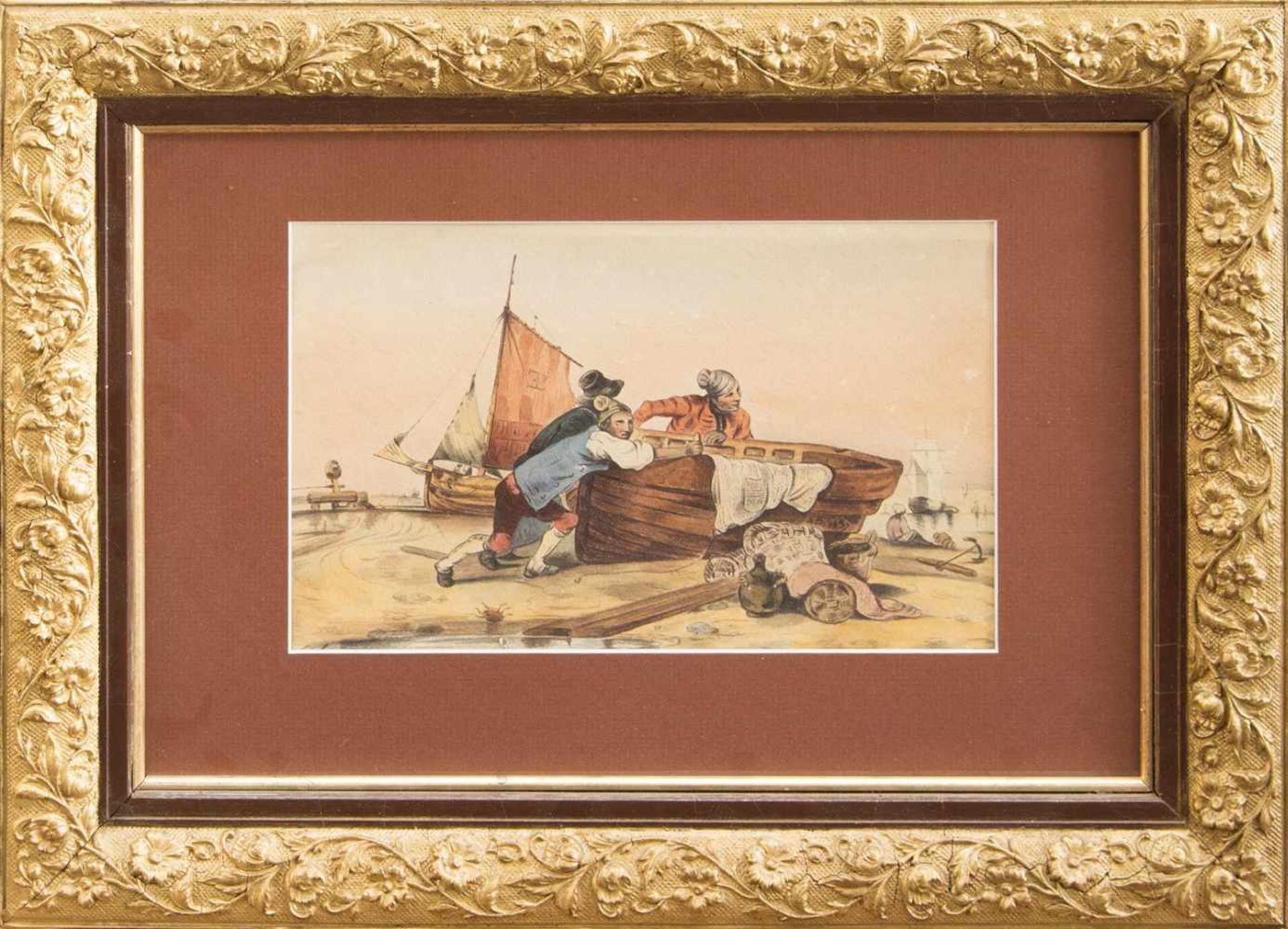 Monogrammist A.D.(Zeichner u. Aquarellist des 18./ 19. Jh.)Fischer mit ihren BootenAquarell, 16 x 25