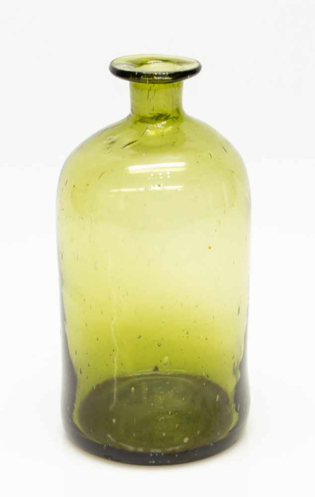 ApothekerflascheMecklenburger Waldglas Ende 19. Jh., grün gefärbtes Glas, eingezogene Schulter,