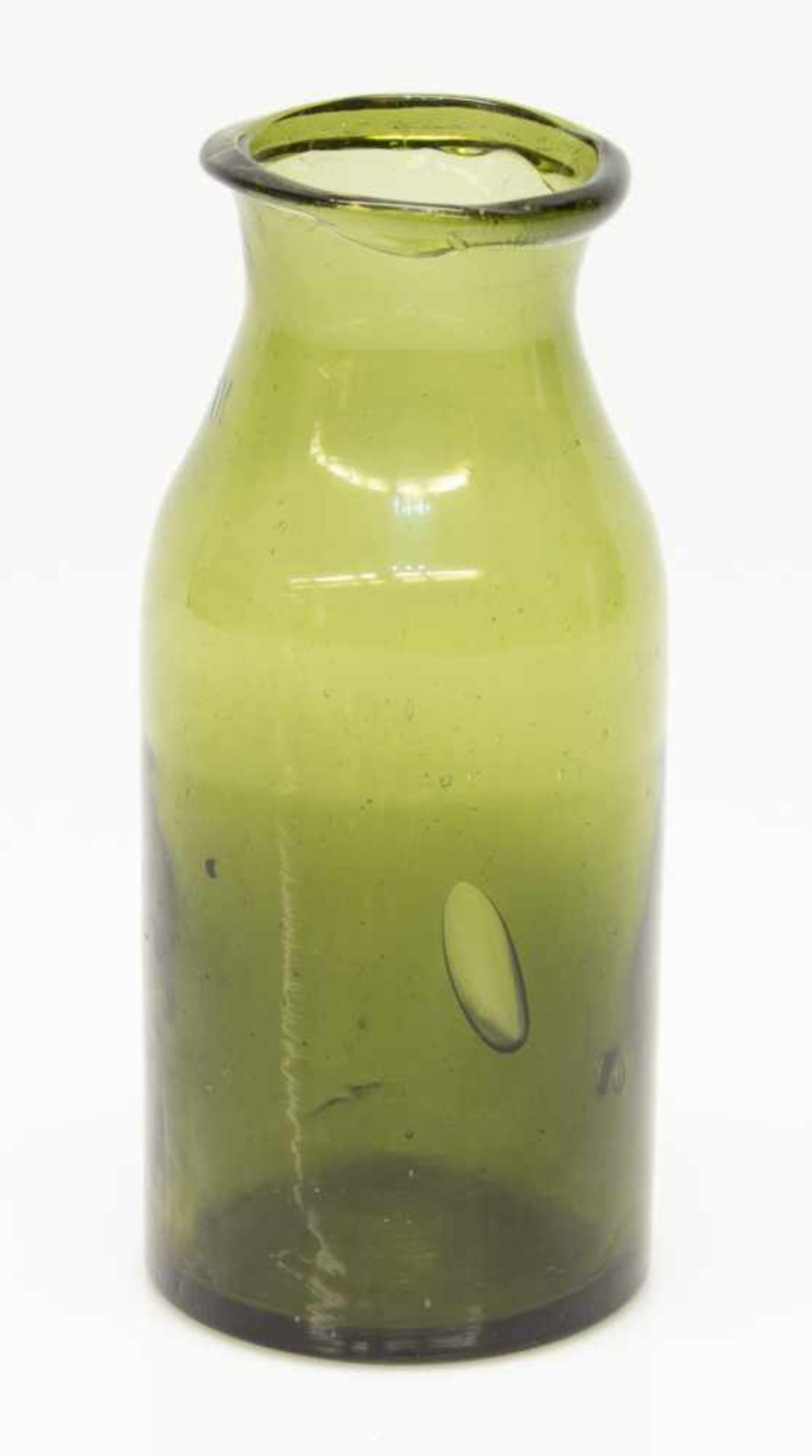 VorratsgefäßMecklenburger Waldglas Ende 19. Jh., grün gefärbtes Glas, eingezogene Schulter,