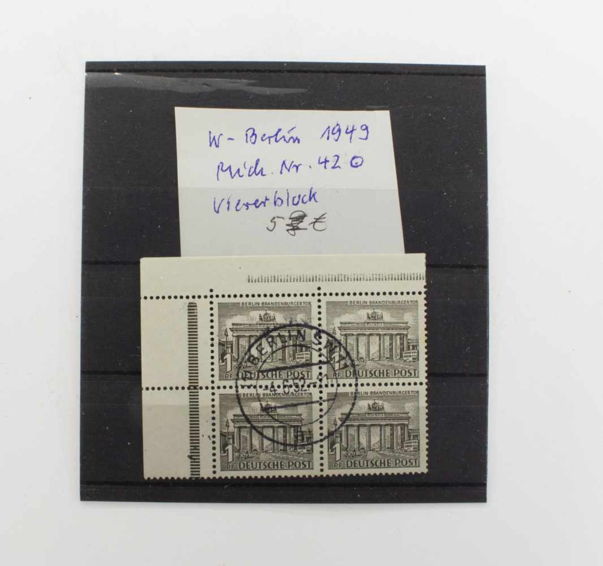 Briefmarken W-BerlinViererblock 1949, Mich. Nr. 420, gestempelt
