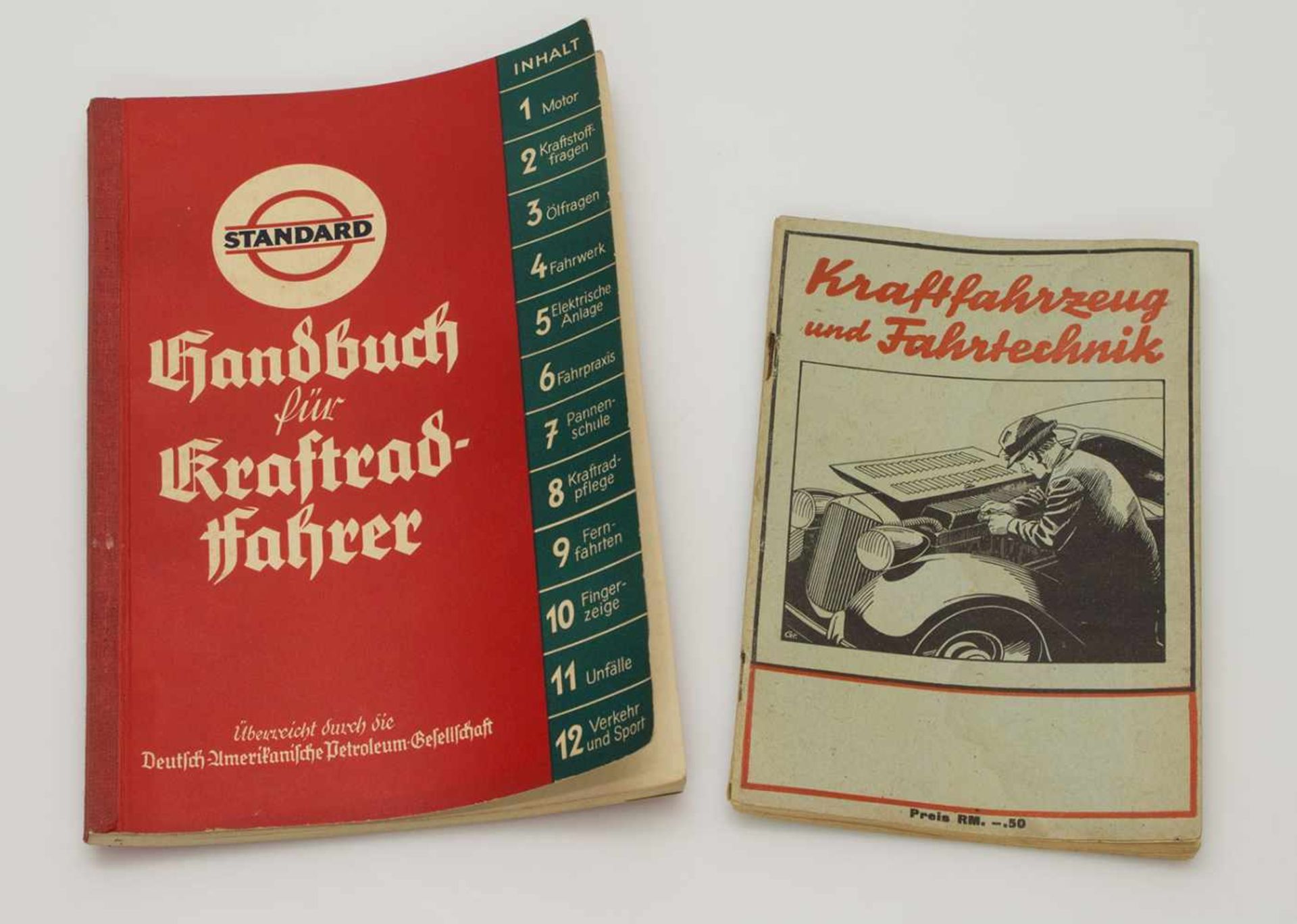 Lot„Kraftfahrzeug und Fahrtechnik“ Schmidt & Co. Berlin 1944 u. „Handbuch für Kraftrad-Fahrer“