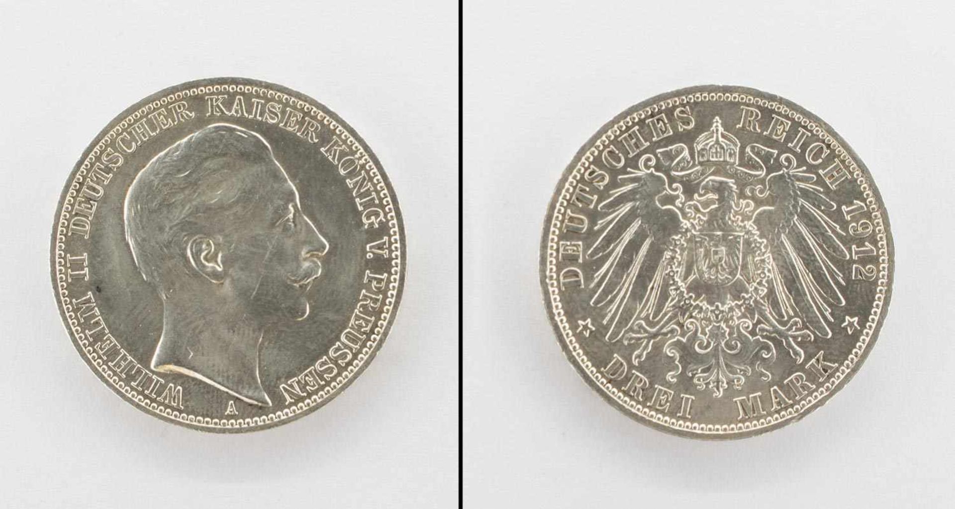 3 MarkPreussen 1912 A, Wilhelm II., Silber