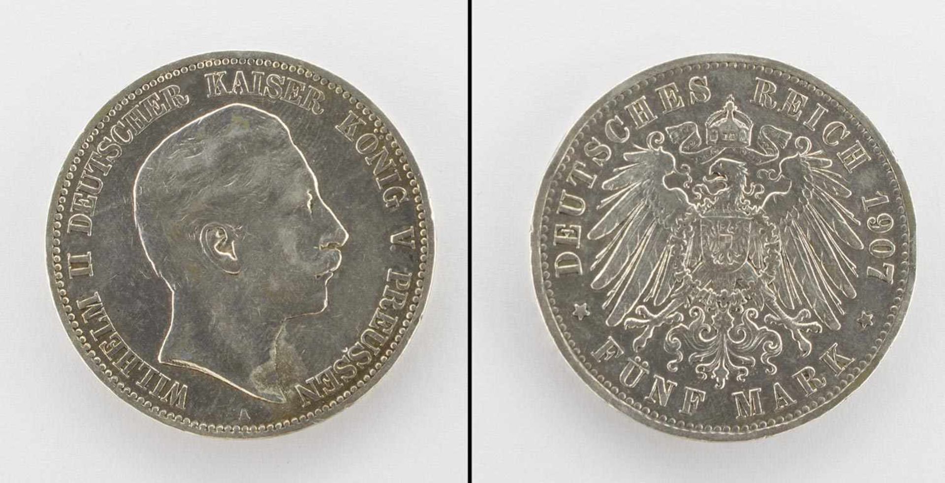 5 MarkPreussen 1907 A, Wilhelm II., Silber